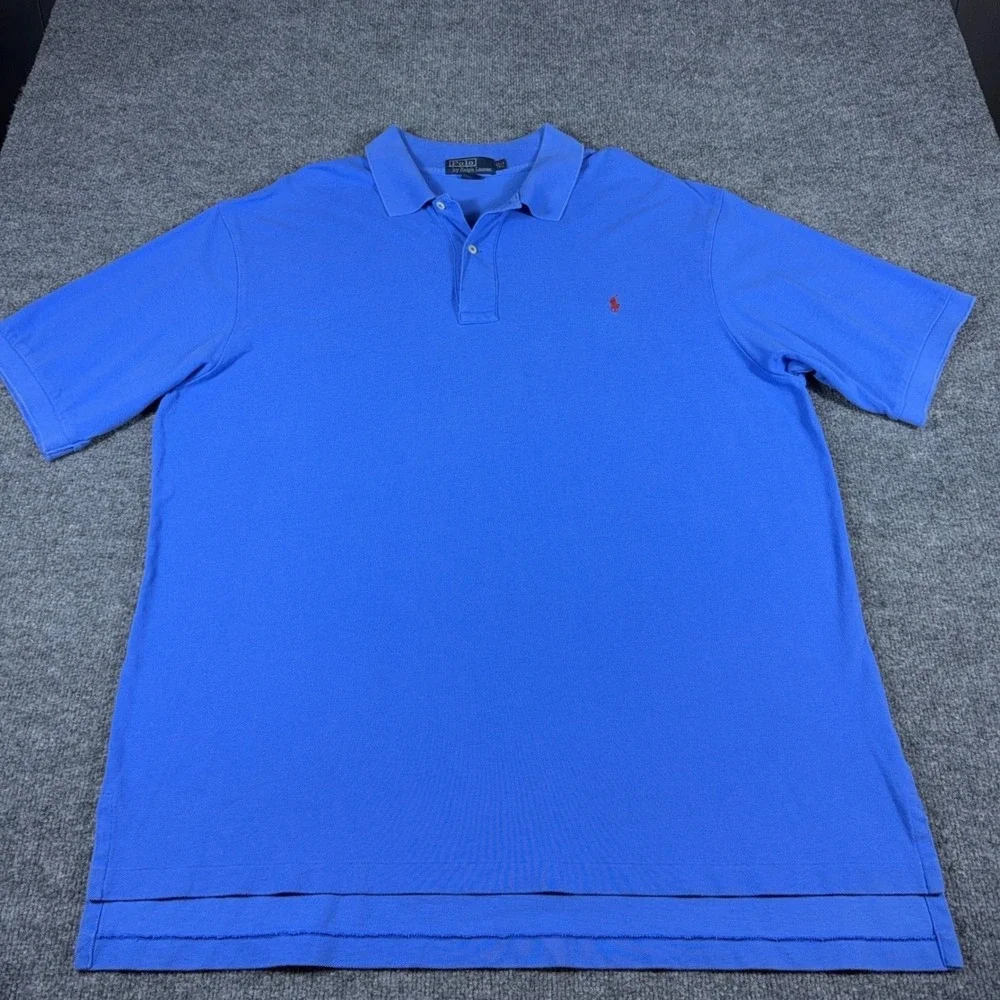 Polo Ralph Lauren Mens 2XLT Tall Blue Short Sleeve Pique Cotton Polo Shirt
